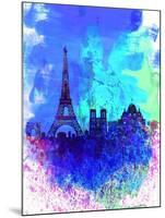 Paris Watercolor Skyline-NaxArt-Mounted Art Print