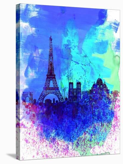 Paris Watercolor Skyline-NaxArt-Stretched Canvas