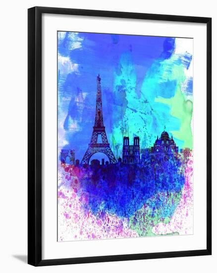 Paris Watercolor Skyline-NaxArt-Framed Art Print