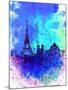 Paris Watercolor Skyline-NaxArt-Mounted Art Print