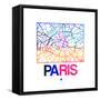 Paris Watercolor Street Map-NaxArt-Framed Stretched Canvas