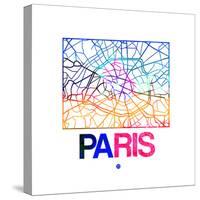 Paris Watercolor Street Map-NaxArt-Stretched Canvas