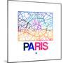 Paris Watercolor Street Map-NaxArt-Mounted Premium Giclee Print