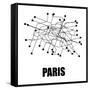 Paris White Subway Map-null-Framed Stretched Canvas