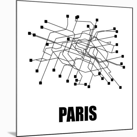 Paris White Subway Map-null-Mounted Art Print
