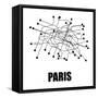 Paris White Subway Map-null-Framed Stretched Canvas