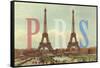 Paris with Two Eiffel Towers-Cora Niele-Framed Stretched Canvas