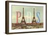 Paris with Two Eiffel Towers-Cora Niele-Framed Giclee Print