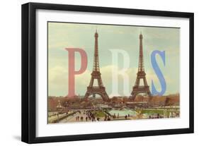 Paris with Two Eiffel Towers-Cora Niele-Framed Giclee Print