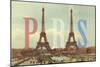 Paris with Two Eiffel Towers-Cora Niele-Mounted Giclee Print