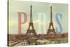 Paris with Two Eiffel Towers-Cora Niele-Stretched Canvas