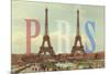 Paris with Two Eiffel Towers-Cora Niele-Mounted Giclee Print