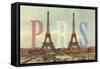 Paris with Two Eiffel Towers-Cora Niele-Framed Stretched Canvas