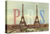 Paris with Two Eiffel Towers-Cora Niele-Stretched Canvas