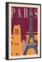 Paris - Woodblock-Lantern Press-Framed Art Print