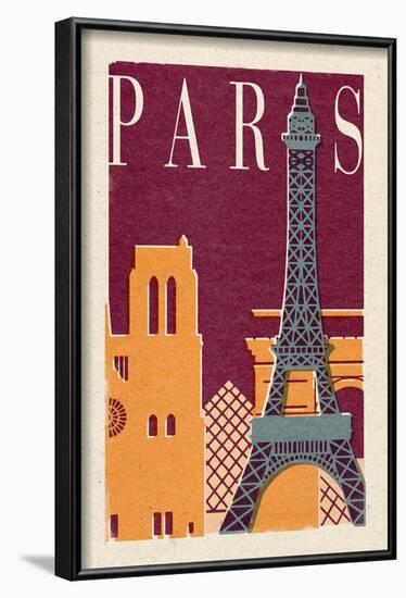 Paris - Woodblock-Lantern Press-Framed Art Print