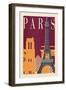 Paris - Woodblock-Lantern Press-Framed Art Print