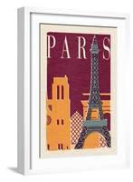 Paris - Woodblock-Lantern Press-Framed Art Print