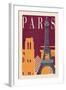 Paris - Woodblock-Lantern Press-Framed Art Print