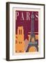 Paris - Woodblock-Lantern Press-Framed Art Print