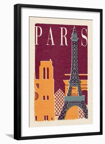 Paris - Woodblock-Lantern Press-Framed Art Print