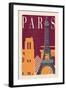 Paris - Woodblock-Lantern Press-Framed Art Print