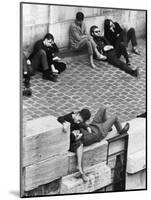 Parisian Beatniks Hanging Out on Bank of the Seine-Alfred Eisenstaedt-Mounted Photographic Print