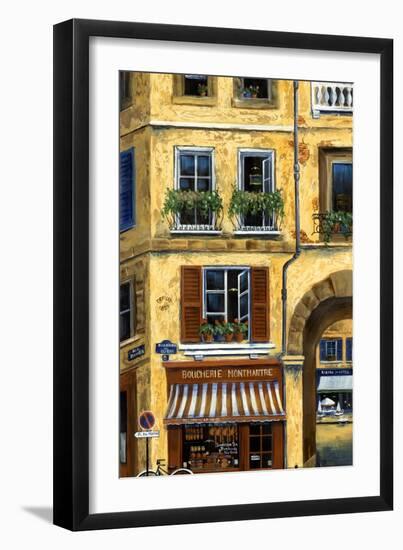 Parisian Bistro and Butcher Shop-Marilyn Dunlap-Framed Art Print