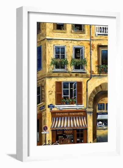 Parisian Bistro and Butcher Shop-Marilyn Dunlap-Framed Art Print