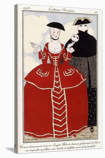 Parisian Clothing: Fancy Dress after Longhi, 1913-Georges Barbier-Stretched Canvas