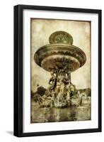 Parisian Details Series -Fountain -  Vintage Picture in Watercolor Style-Maugli-l-Framed Art Print