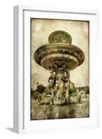 Parisian Details Series -Fountain -  Vintage Picture in Watercolor Style-Maugli-l-Framed Art Print