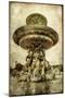 Parisian Details Series -Fountain -  Vintage Picture in Watercolor Style-Maugli-l-Mounted Art Print