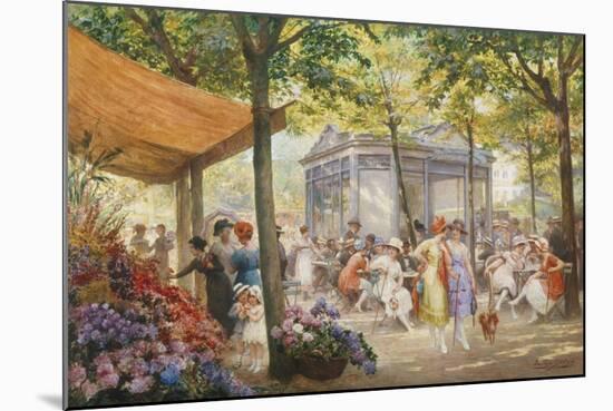 Parisian Flower Market-Eugene Auguste Deully-Mounted Giclee Print