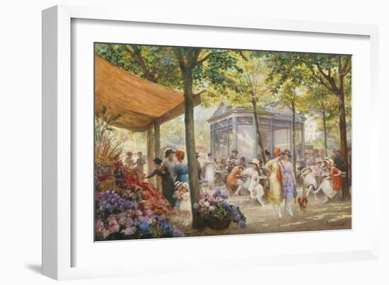 Parisian Flower Market-Eugene Auguste Deully-Framed Giclee Print