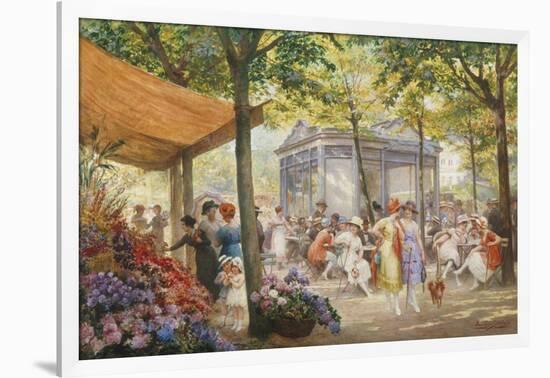 Parisian Flower Market-Eugene Auguste Deully-Framed Giclee Print