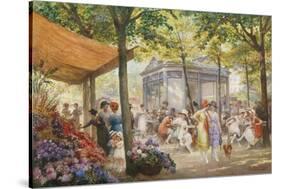 Parisian Flower Market-Eugene Auguste Deully-Stretched Canvas