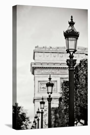 Parisian Lightposts BW I-Erin Berzel-Stretched Canvas