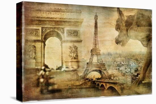 Parisian Mystery - Artwork In Retro Style-Maugli-l-Stretched Canvas