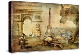 Parisian Mystery - Artwork In Retro Style-Maugli-l-Stretched Canvas