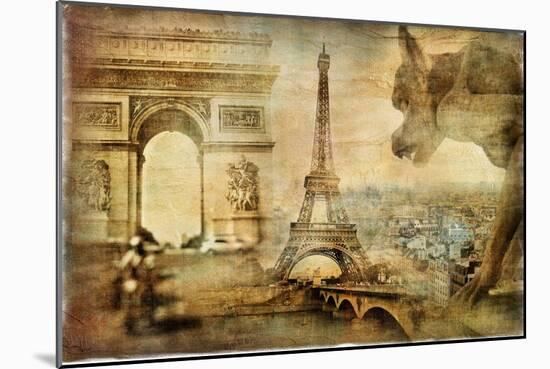 Parisian Mystery - Artwork In Retro Style-Maugli-l-Mounted Art Print