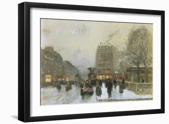 Parisian Street Scene in Winter-Luigi Loir-Framed Giclee Print