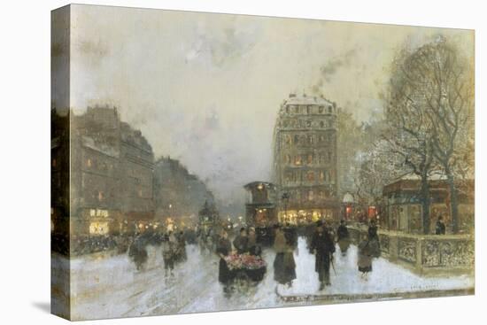 Parisian Street Scene in Winter-Luigi Loir-Stretched Canvas