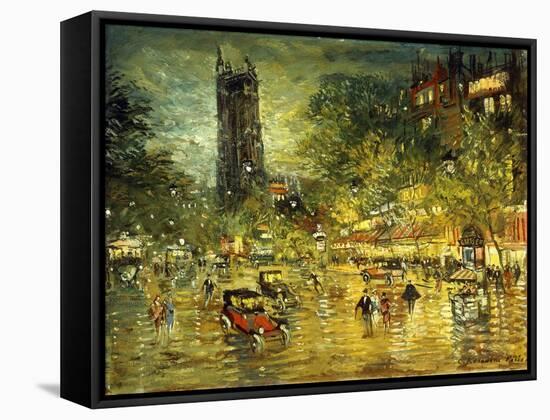 Parisian Street Scene-Konstantin Alekseevich Korovin-Framed Stretched Canvas