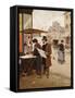 Parisian Street Scene-Francisco Miralles Y Galup-Framed Stretched Canvas