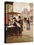 Parisian Street Scene-Francisco Miralles Y Galup-Stretched Canvas