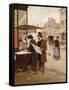 Parisian Street Scene-Francisco Miralles Y Galup-Framed Stretched Canvas