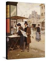 Parisian Street Scene-Francisco Miralles Y Galup-Stretched Canvas