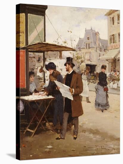 Parisian Street Scene-Francisco Miralles Y Galup-Stretched Canvas