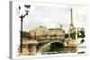 Parisian Streets - Picture In Vintage Painting Style-Maugli-l-Stretched Canvas
